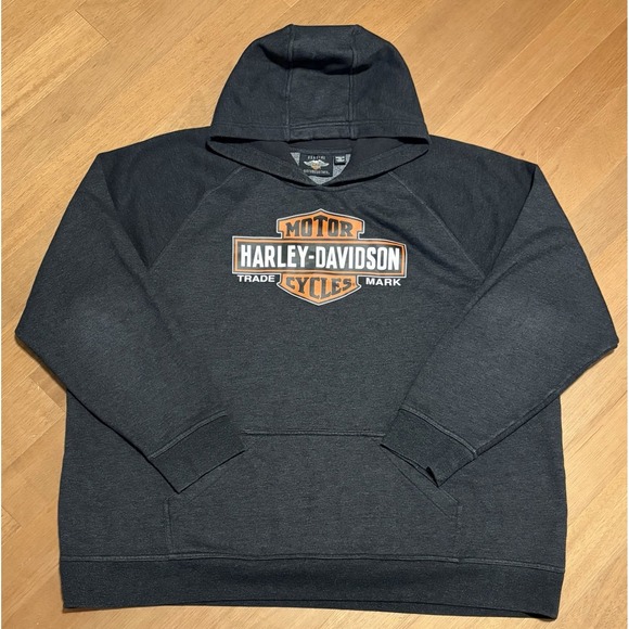 Harley-Davidson Other - Harley Davidson Hoodie Gray Pullover Fleece Logo Double Sided Size 3XL Biker EUC